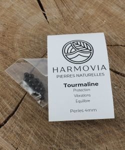 Perles Tourmaline Noire 4mm